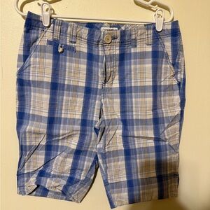 Fashion Bug Men's Plaid Shorts in Blue and White